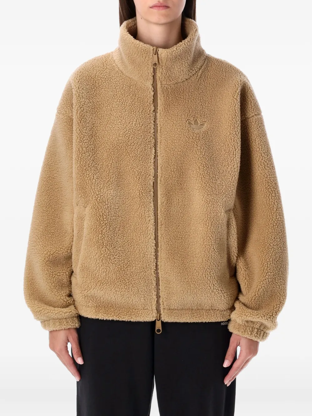 adidas fleece zip-up jacket | Brown | Image 1