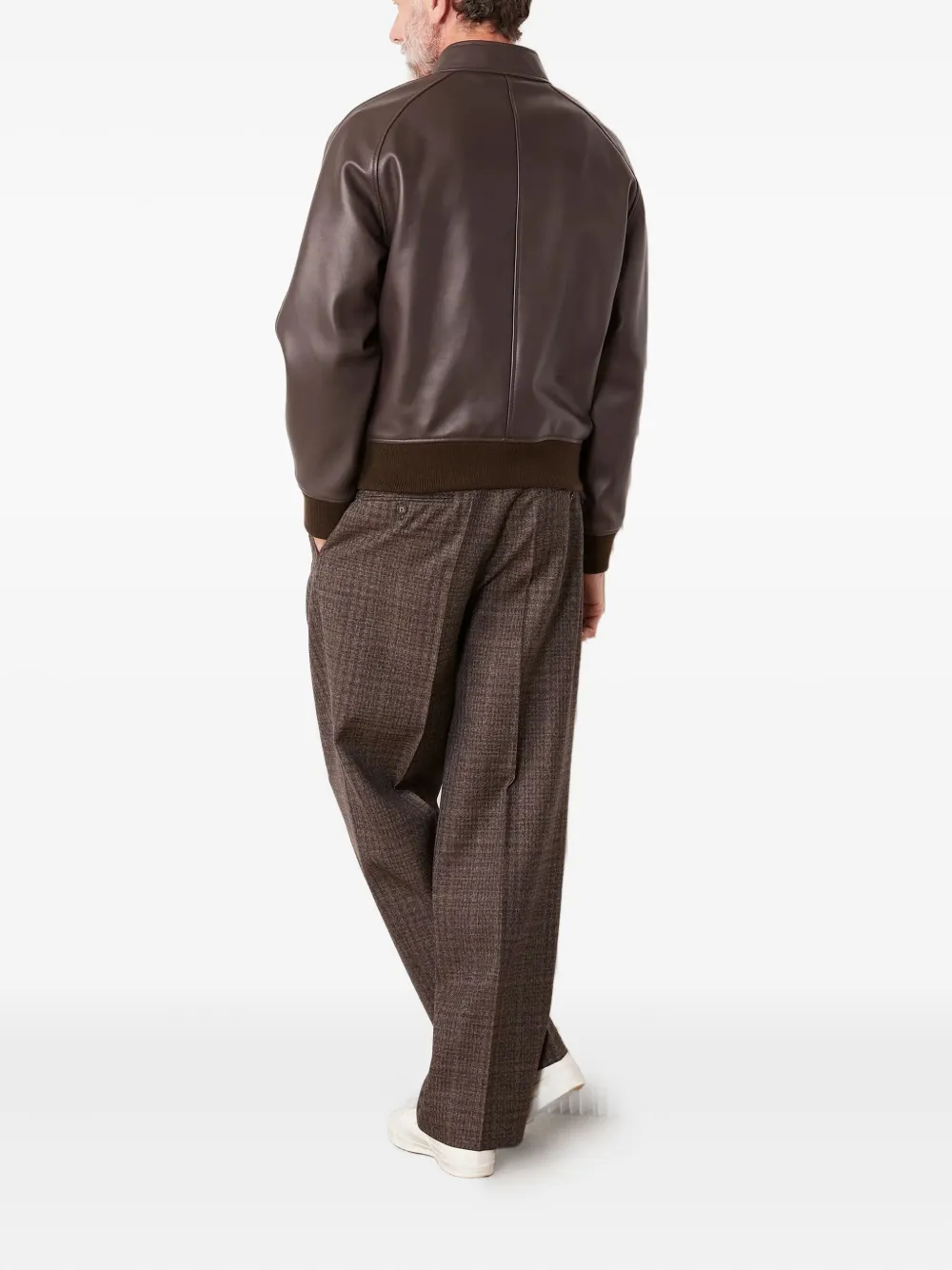 Officine Generale Leren jack met ritssluiting Bruin