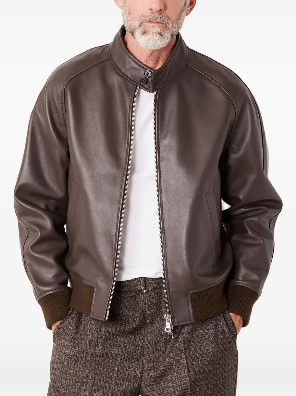 Officine Generale leather zip-fastening leather jacket | Brown | Image 1