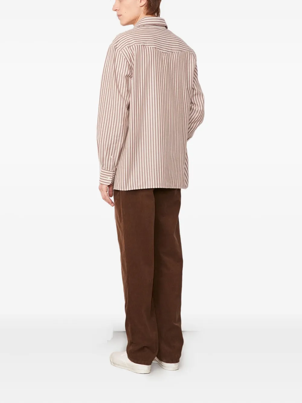 Officine Generale striped long-sleeve shirt - Bruin