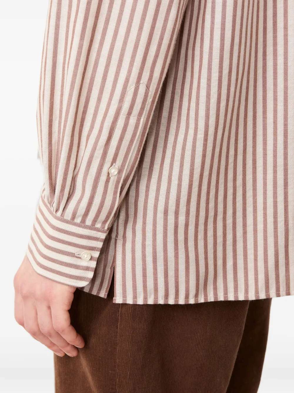 Officine Generale Gestreept overhemd Bruin