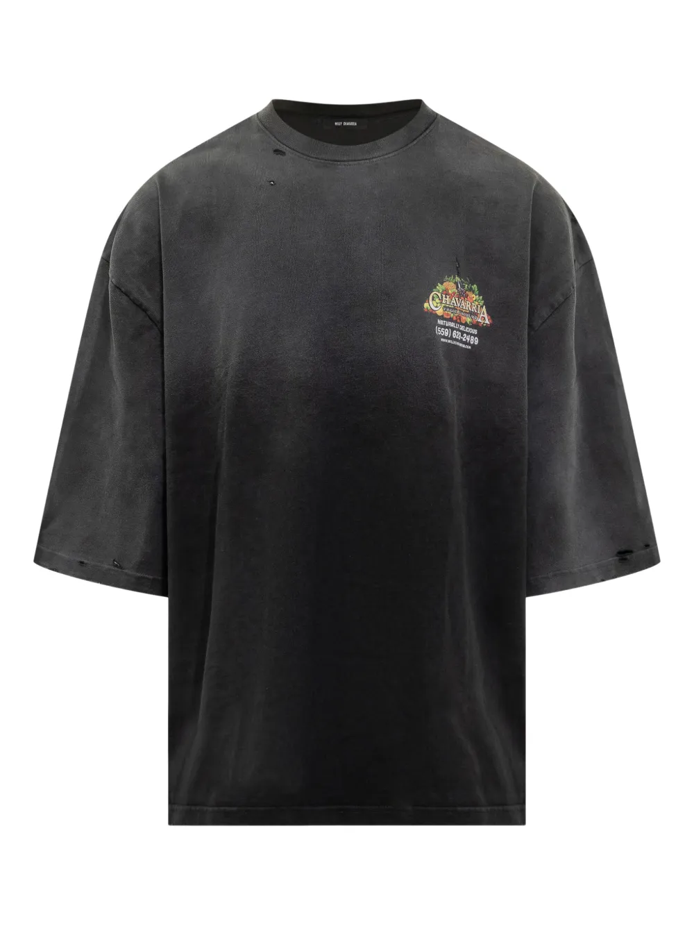 Willy Chavarria logo-print distressed-effect t-shirt | Black | Image 1
