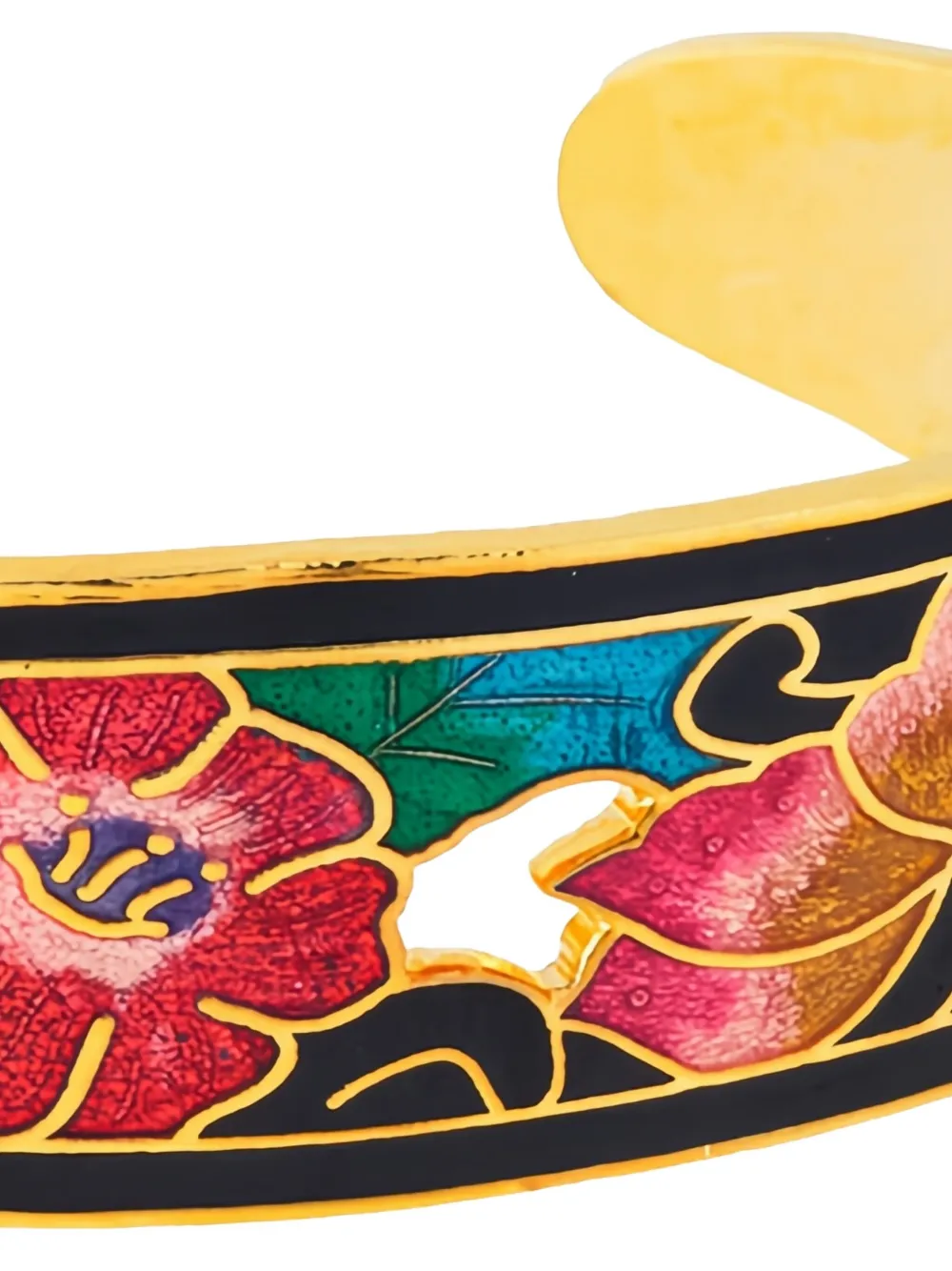 Pre-owned Susan Caplan Vintage 1980s Cloisonné Cuff Bracelet In Gold