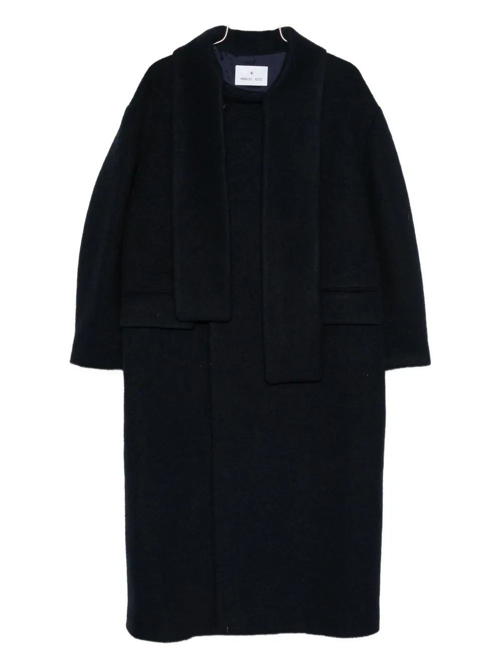 Manuel Ritz Attached-scarf Coat In Blue
