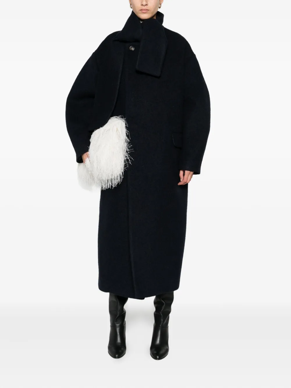 Manuel Ritz attached-scarf coat - Blauw