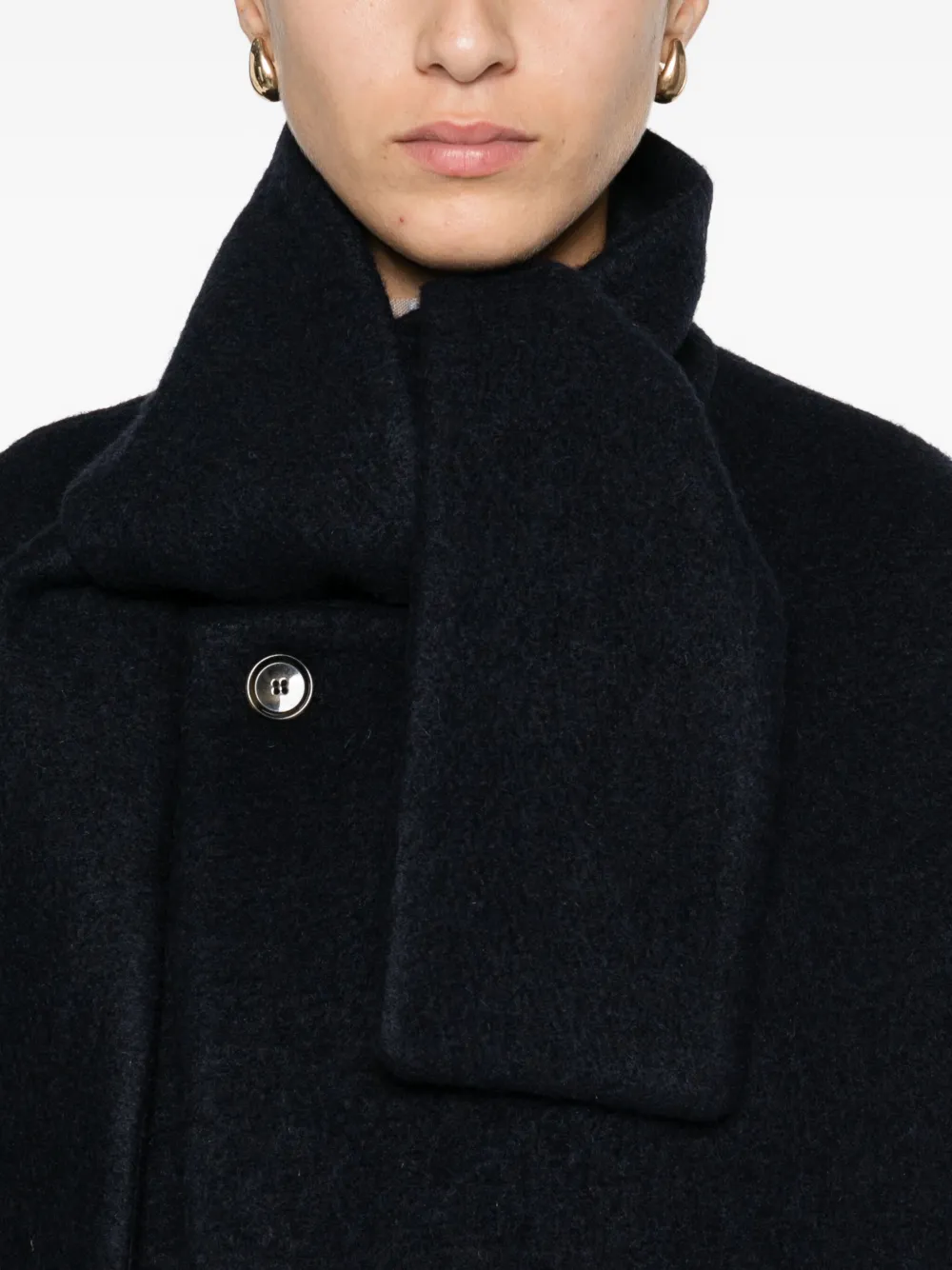 Manuel Ritz Attached-scarf Coat In Blue