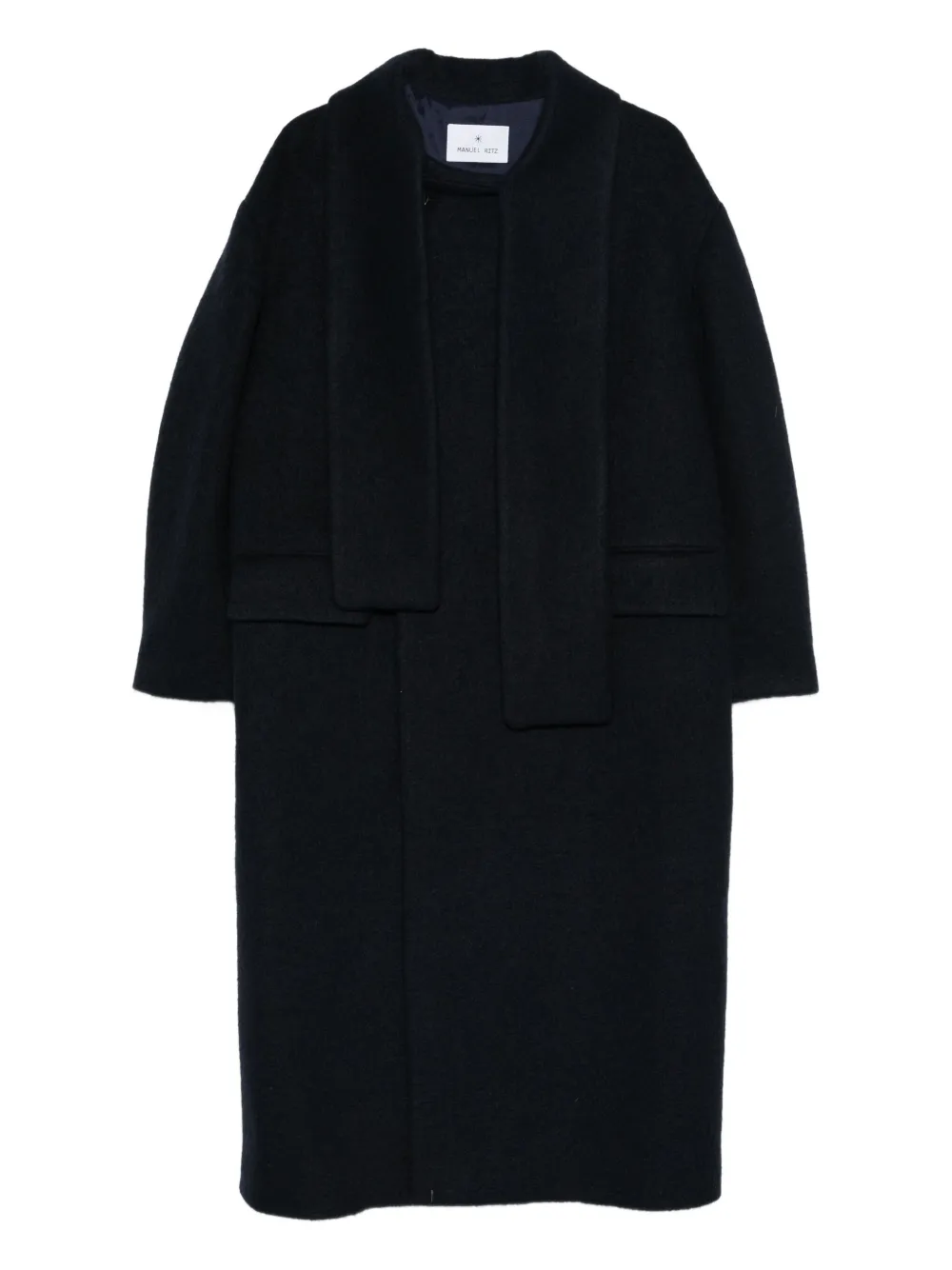 Manuel Ritz attached-scarf coat | Blue | Image 1