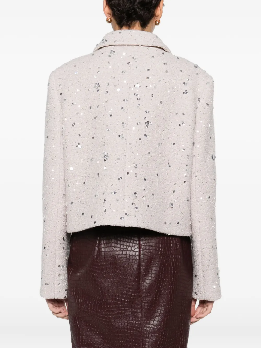 Manuel Ritz Sequin-embellished Bouclé Coat In Brown