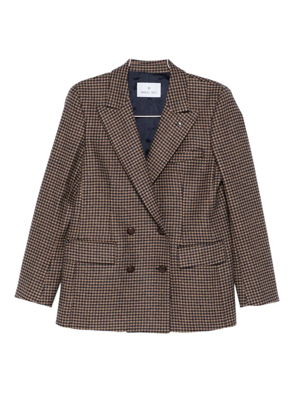 Manuel Ritz Houndstooth Blazer In Brown