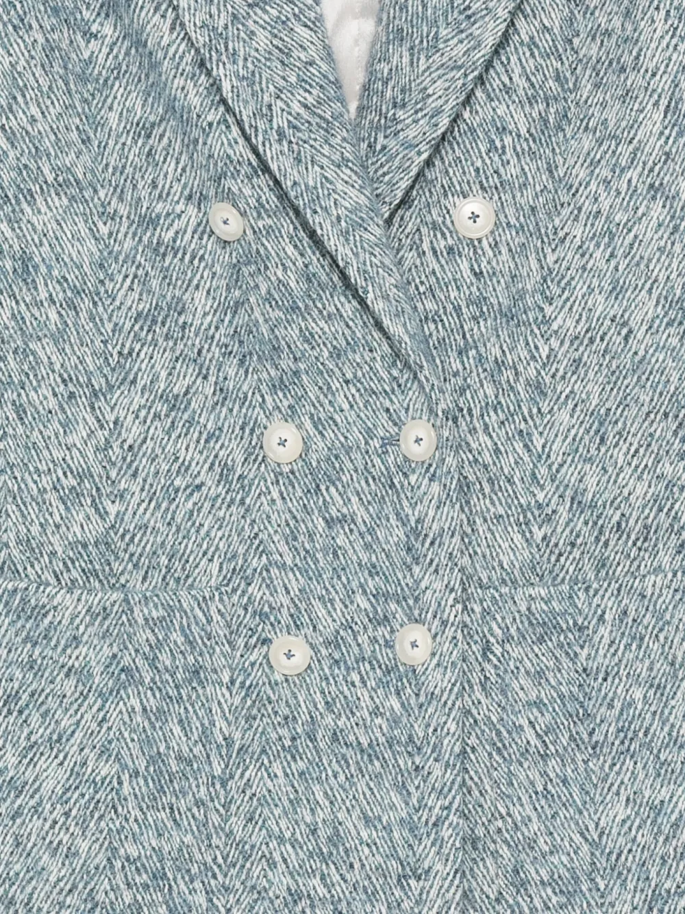 Manuel Ritz Tweed jas met dubbele rij knopen en chevron streep Blauw