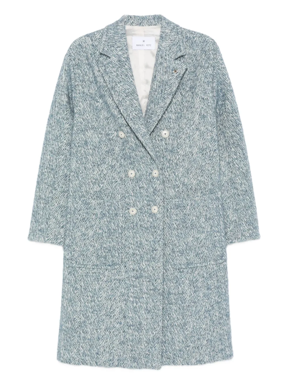 Manuel Ritz double-breasted chevron-tweed coat | Blue | Image 1