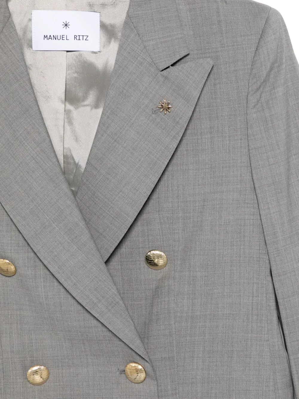 Manuel Ritz Wollen blazer met dubbele rij knopen Grijs