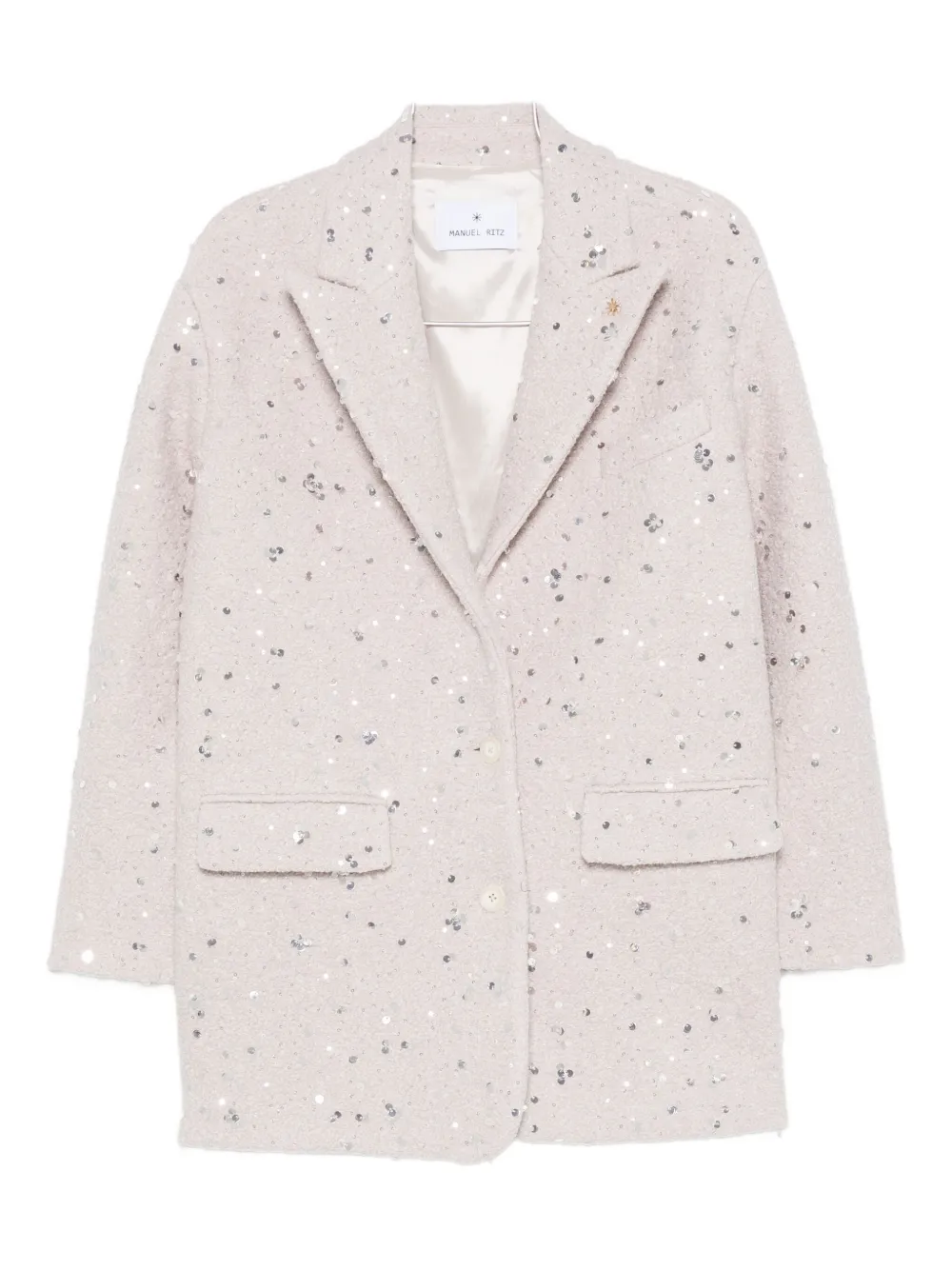 Manuel Ritz Sequin-embellished Bouclé Jacket In Neutral