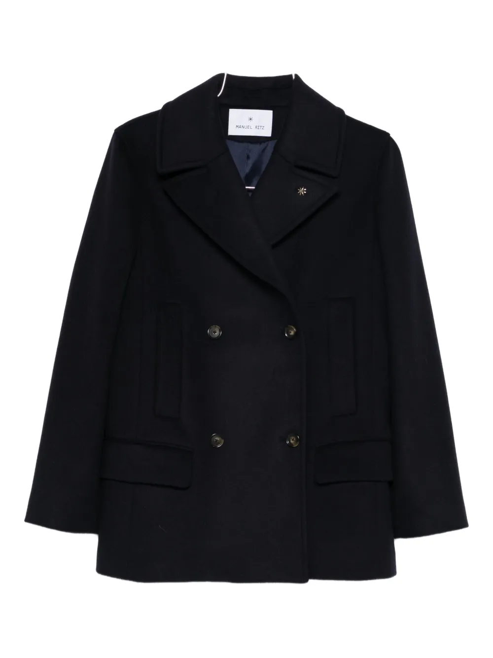 Manuel Ritz Double-breasted Coat In Blue