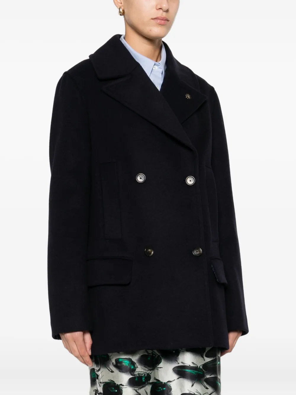 Manuel Ritz Double-breasted Coat In Blue