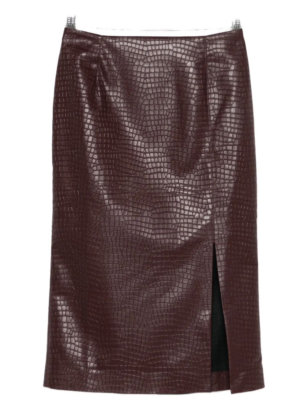 Manuel Ritz Crocodile-effect Faux-leather Skirt In Burgundy