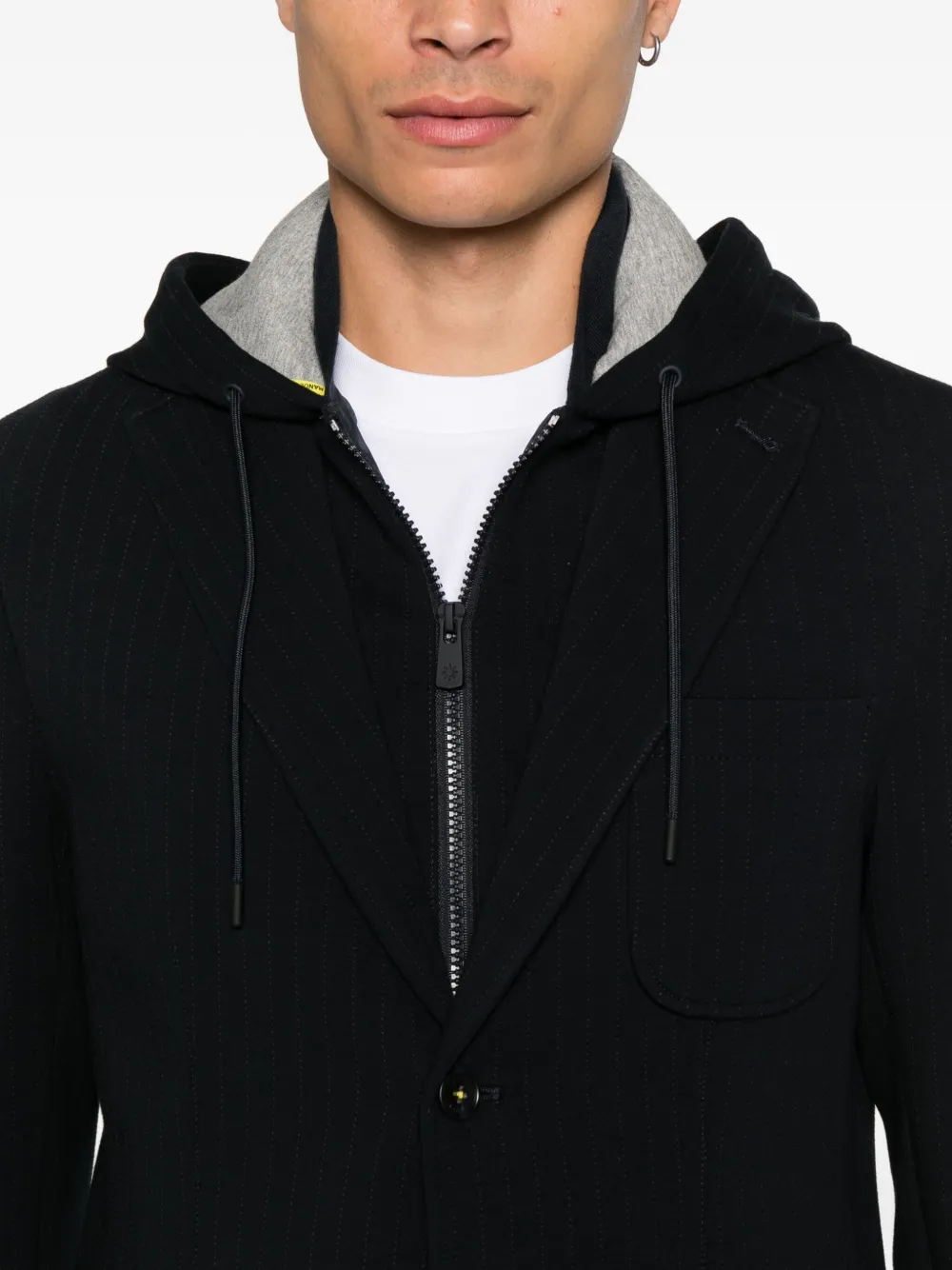 Manuel Ritz Blazer met krijtstreep en capuchon Blauw