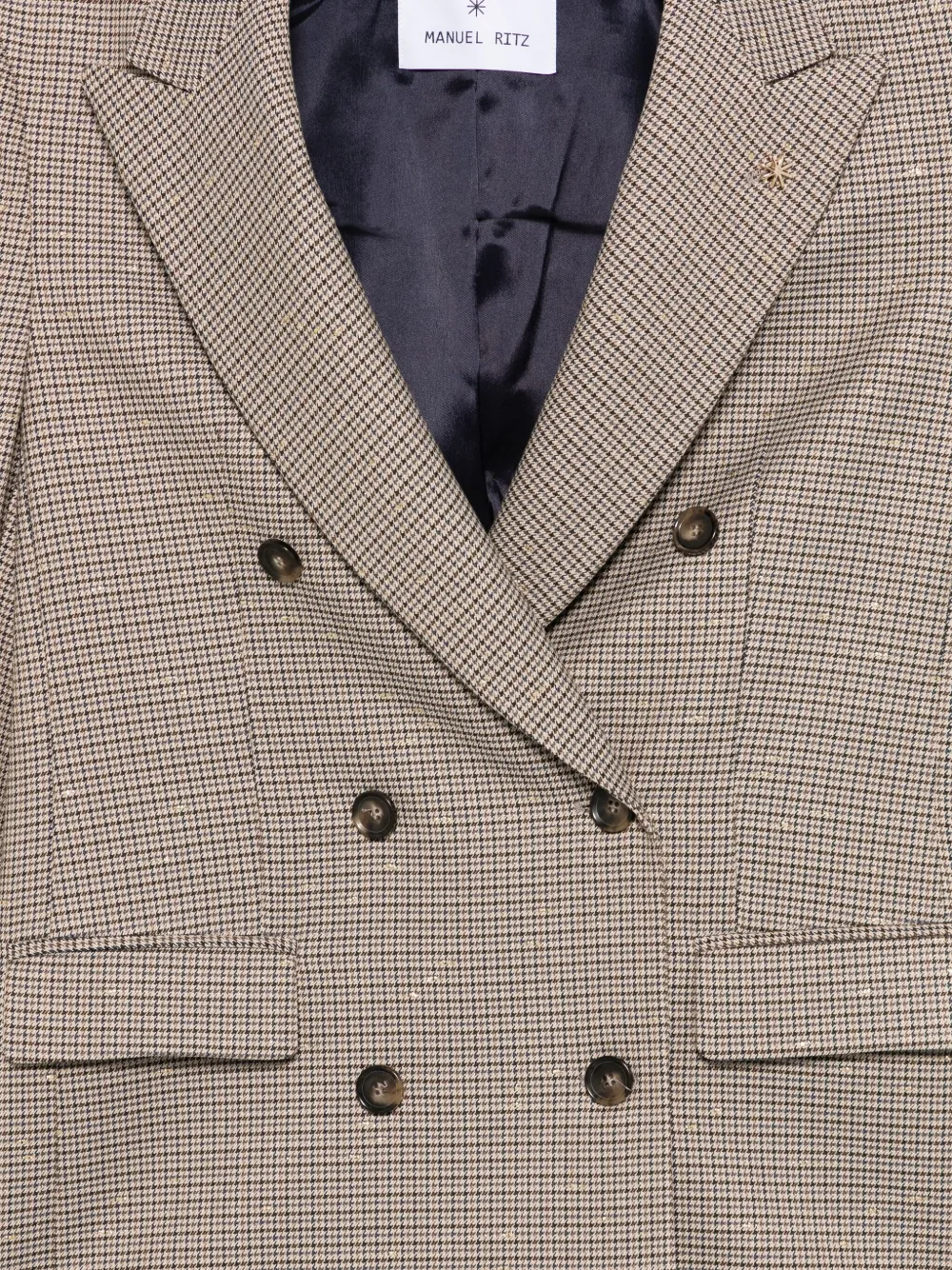 Manuel Ritz Blazer met dubbele rij knopen en pied-de-poule patroon Bruin