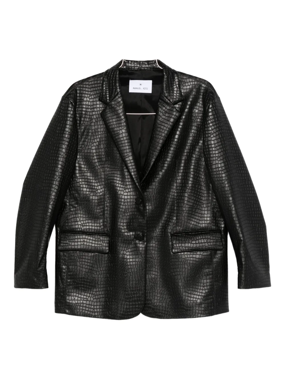 Manuel Ritz Faux-leather Blazer In Black