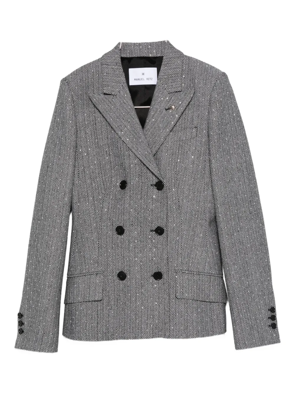 Manuel Ritz Chevron Blazer In Gray