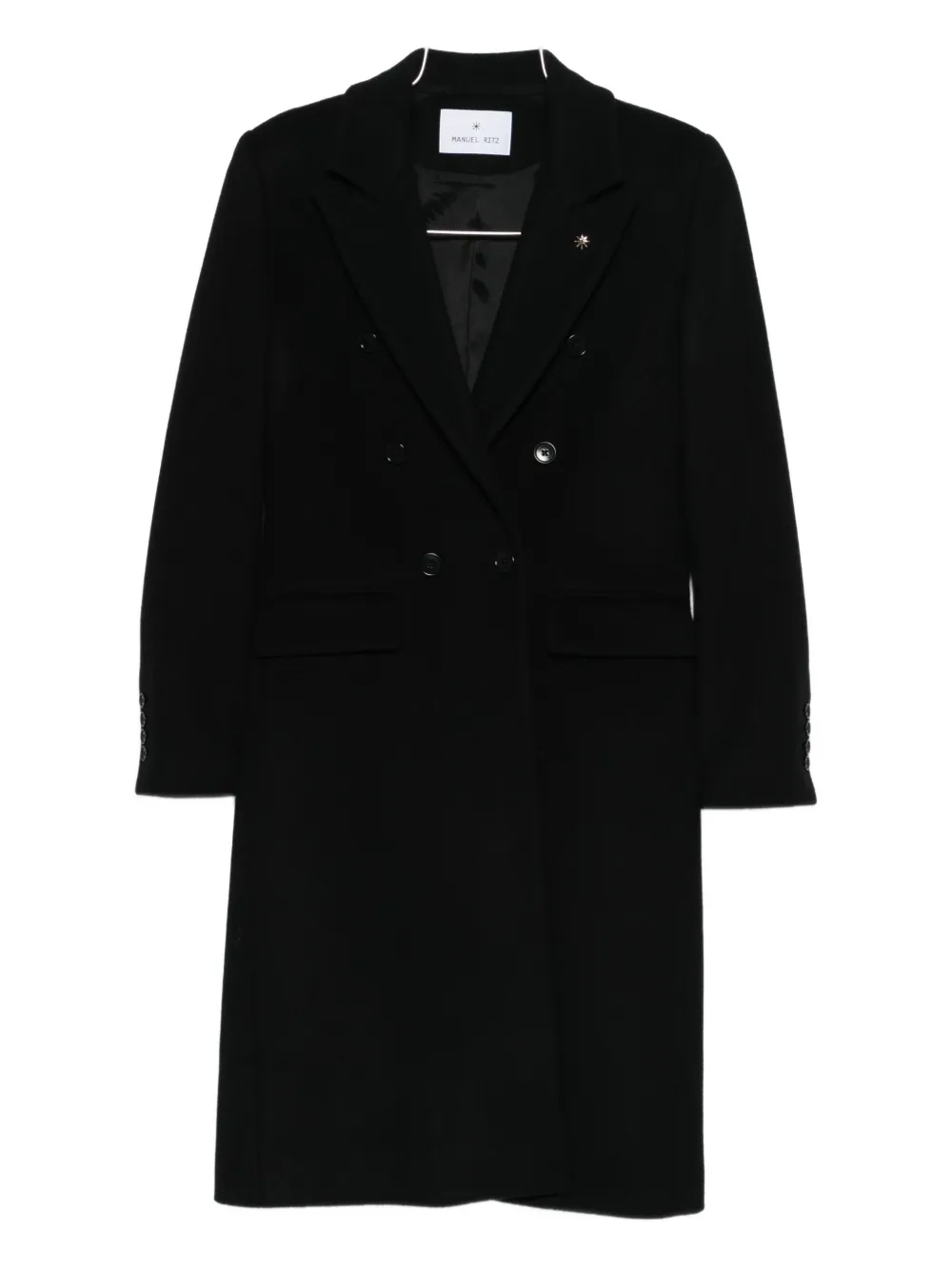 Manuel Ritz Double-breasted Wool-blend Coat In Black