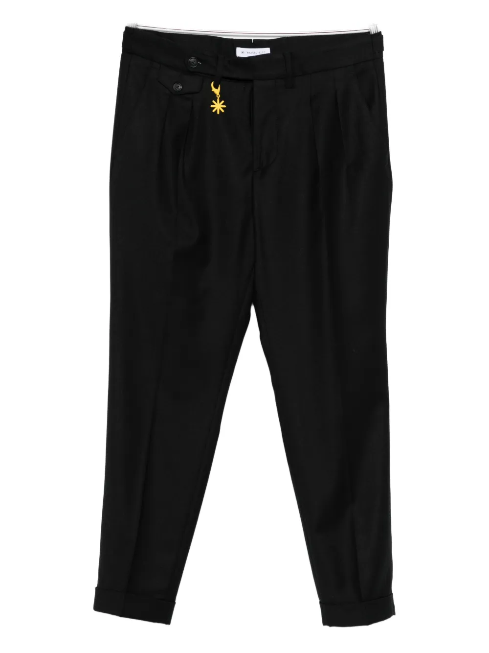Manuel Ritz Double-pleat Flannel Trousers In Black