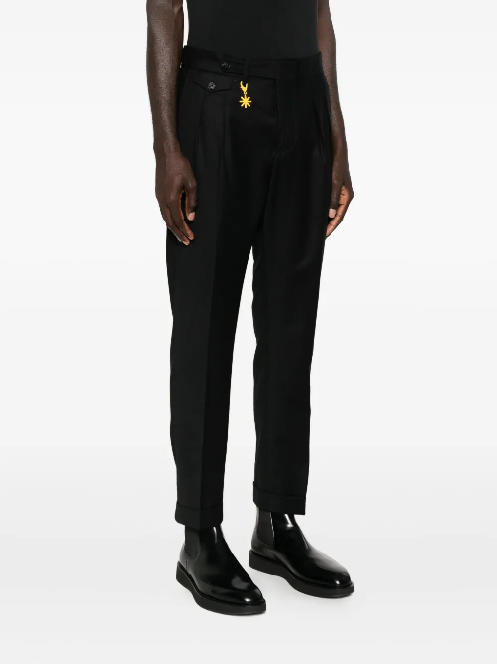 Manuel Ritz Double-pleat Flannel Trousers In Black