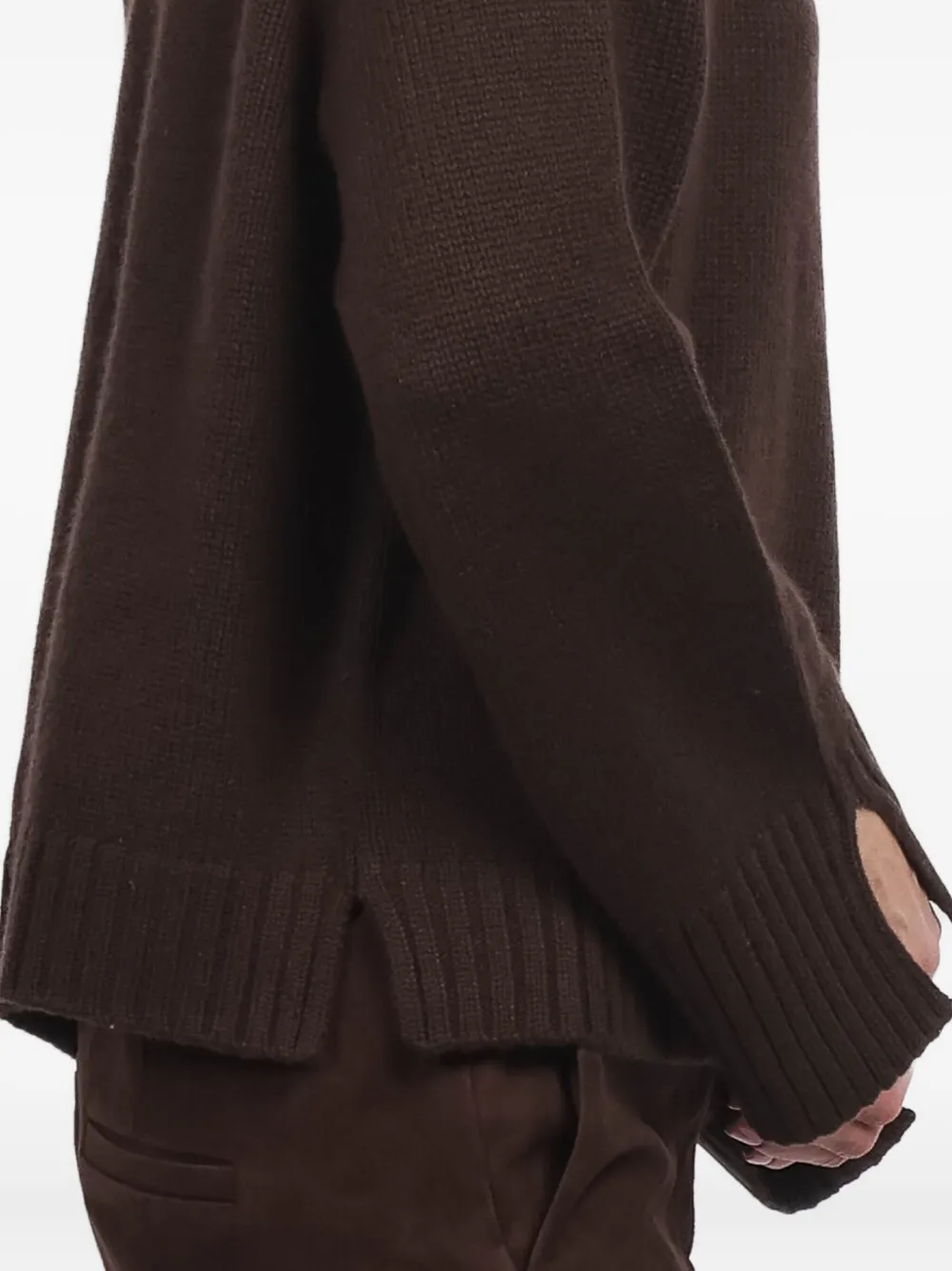 Allude Trui met geribbelde afwerking Bruin