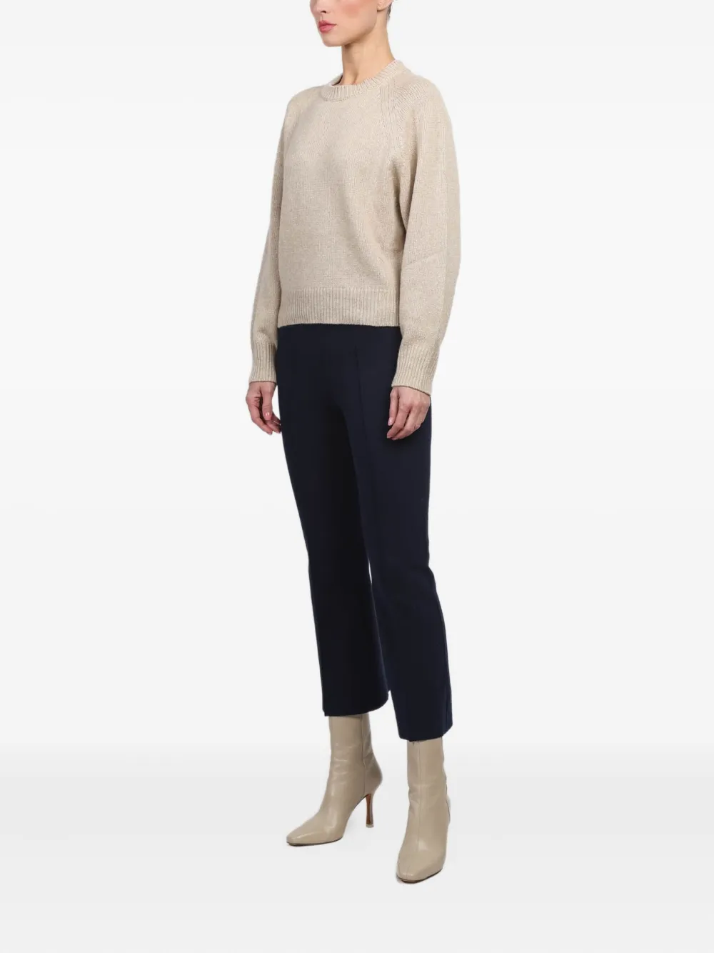 High Sport Trui met geribbelde afwerking Beige