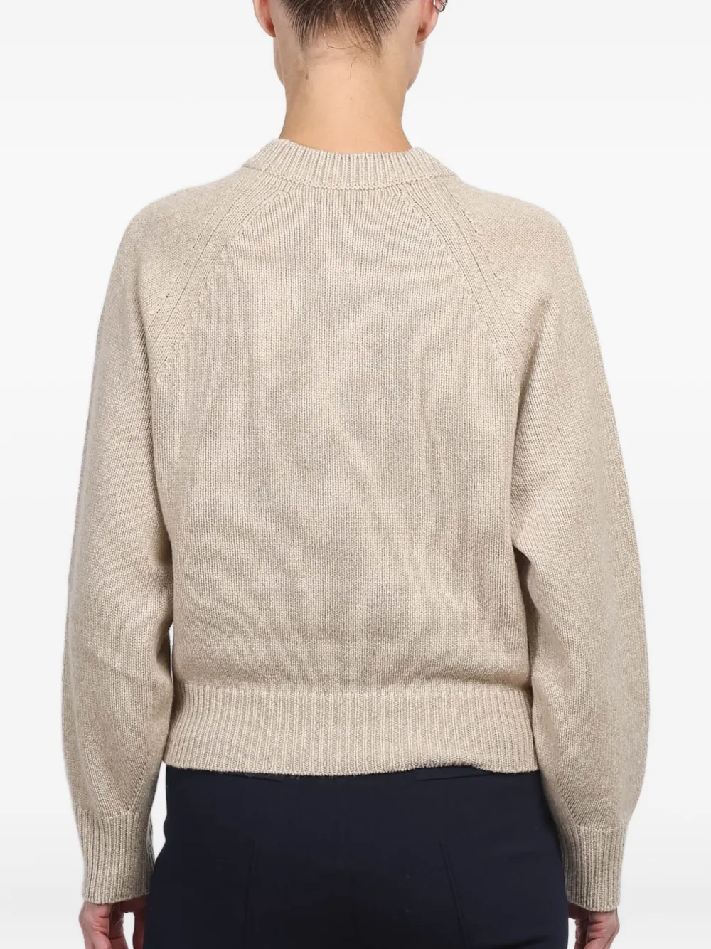 High Sport Trui met geribbelde afwerking Beige