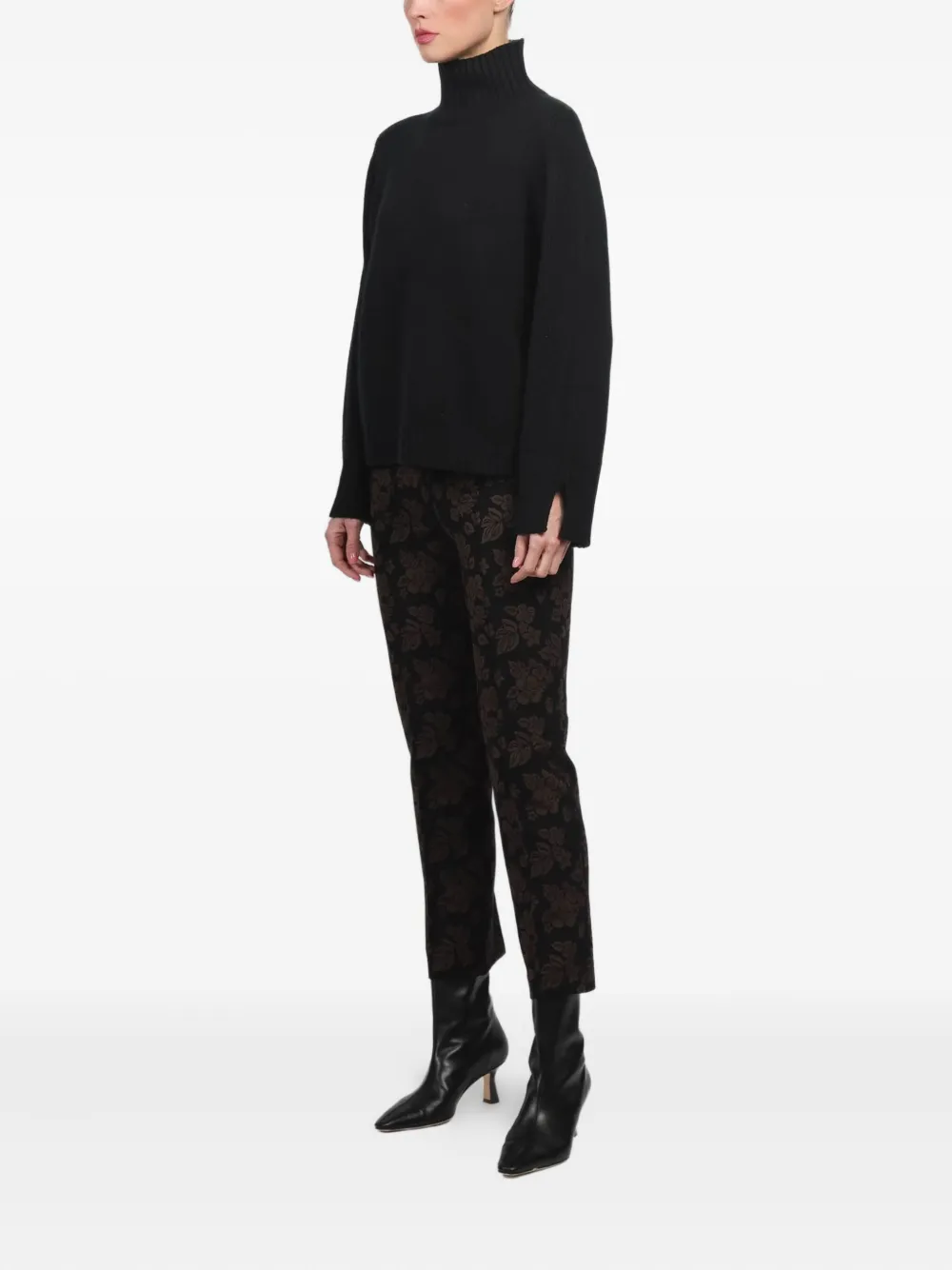 Allude Kasjmier trui met geribbelde afwerking Zwart