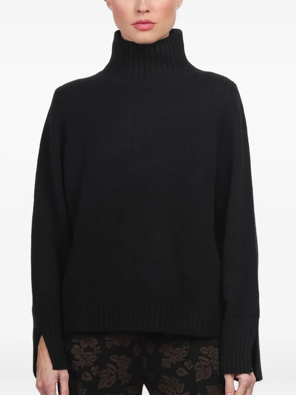 Allude Kasjmier trui met geribbelde afwerking Zwart