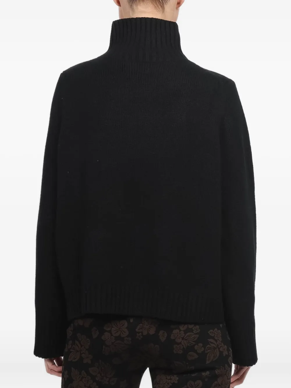 Allude Kasjmier trui met geribbelde afwerking Zwart