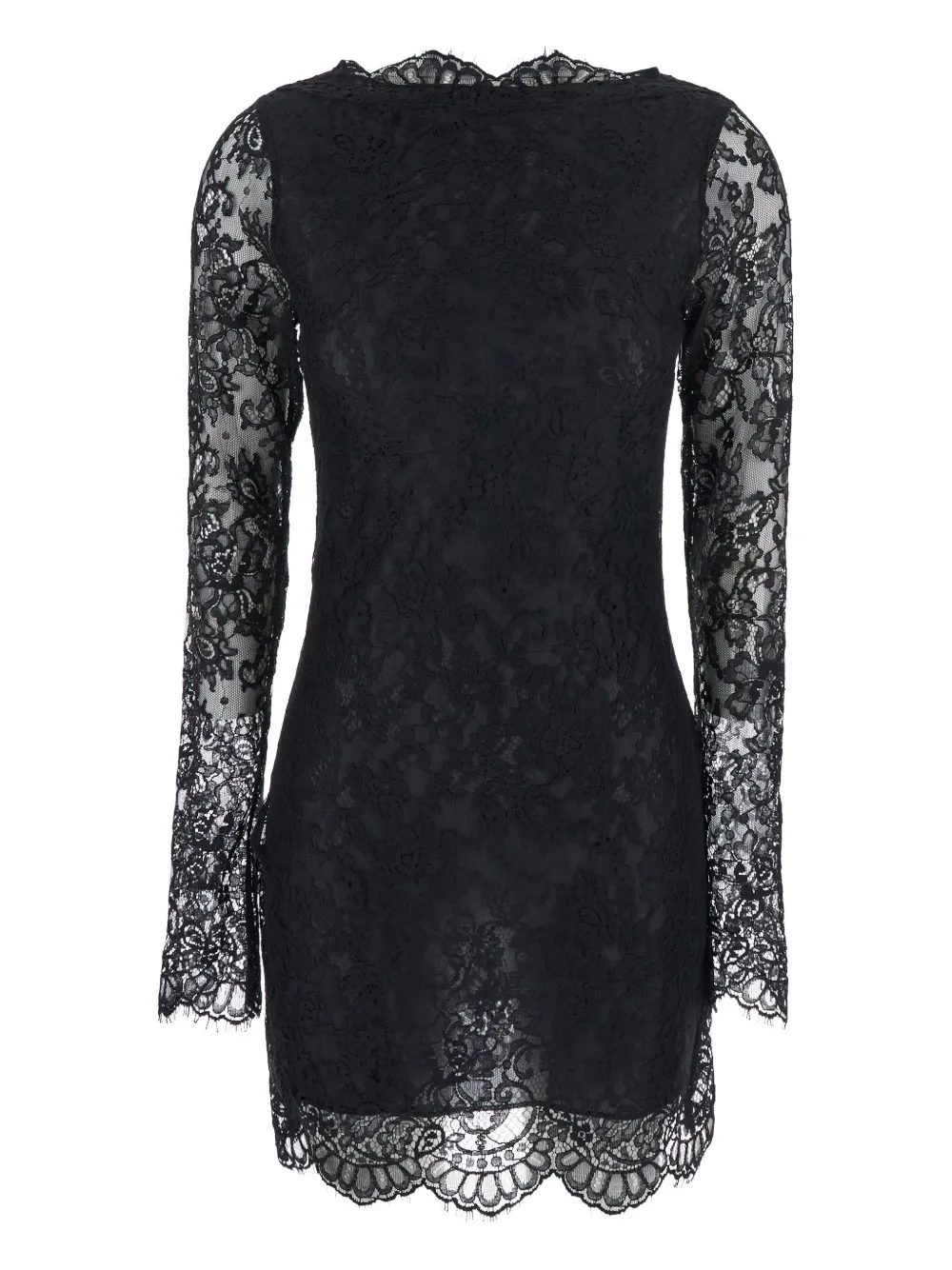 Semicouture lace long-sleeve mini dress - ブラック Semicouture lace long-sleeve mini dress - ブラック