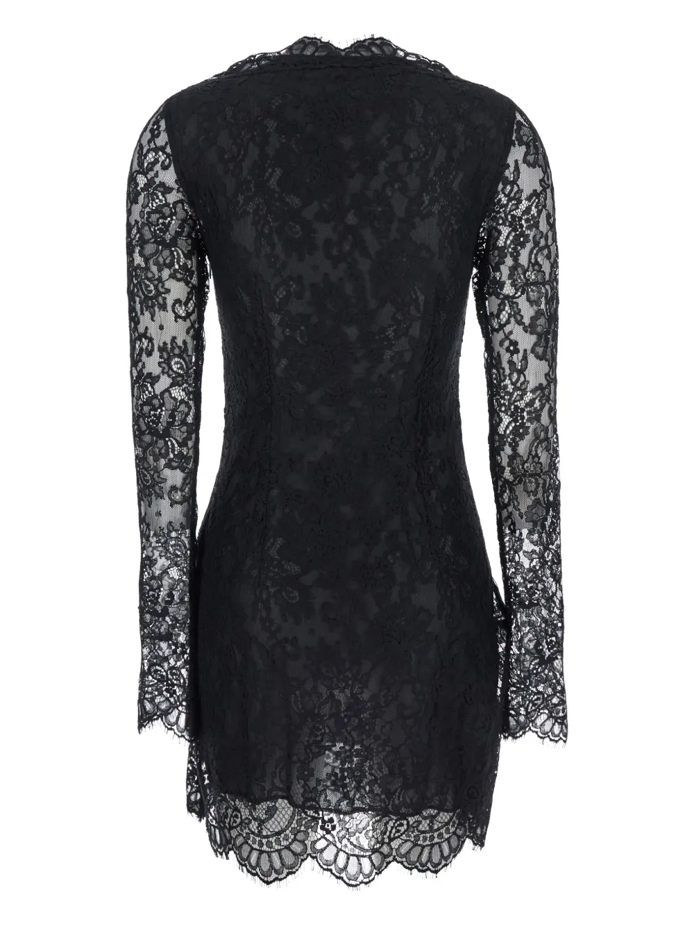 Semicouture lace long-sleeve mini dress - Zwart