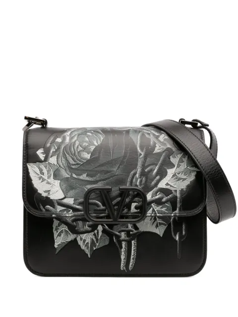Valentino Garavani Pre-Owned 2018-2025 Undercover Smooth Calfskin Rose Print VSling crossbody bag