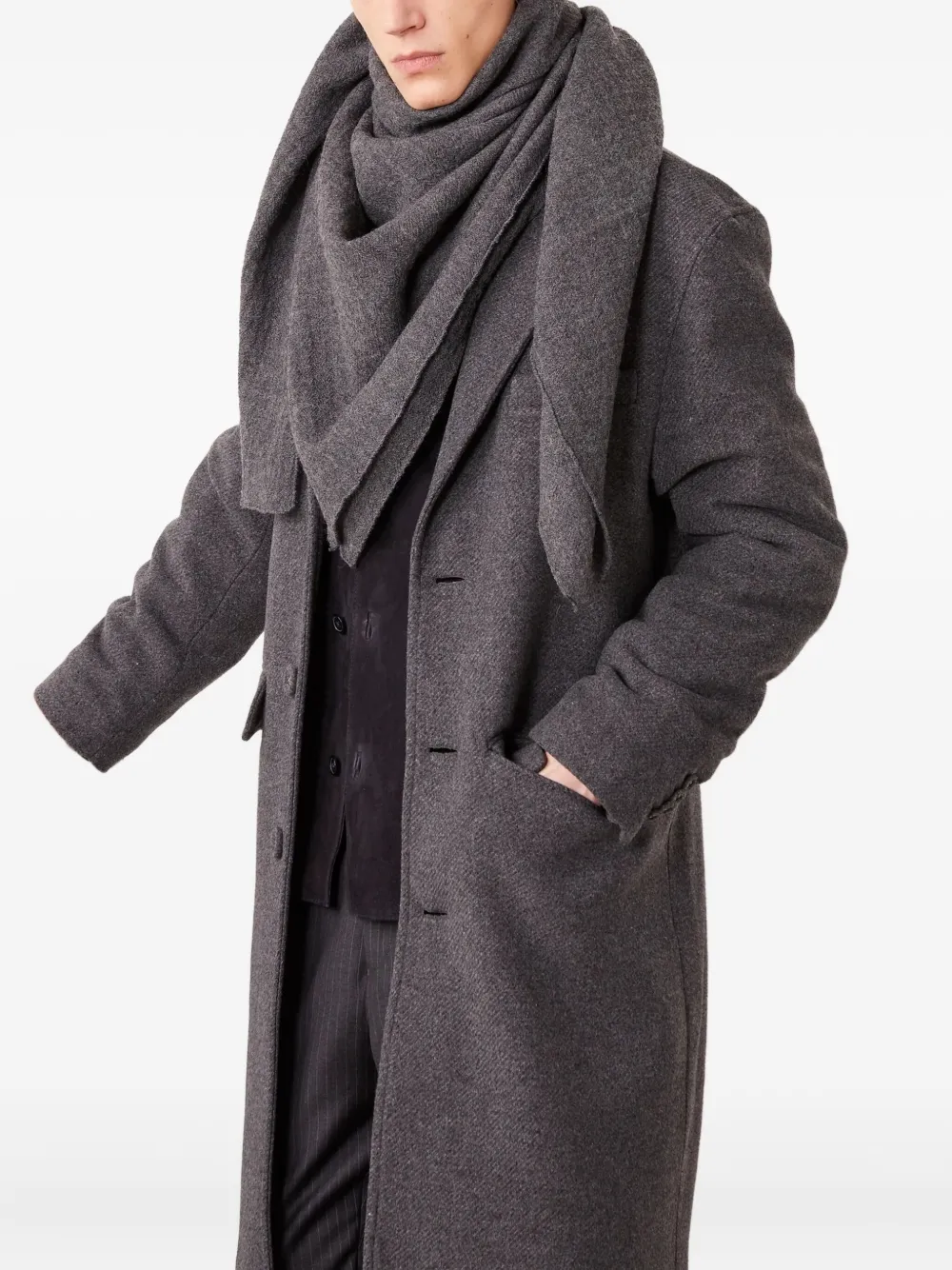 Officine Generale Wool Triangular Scarf In Gray