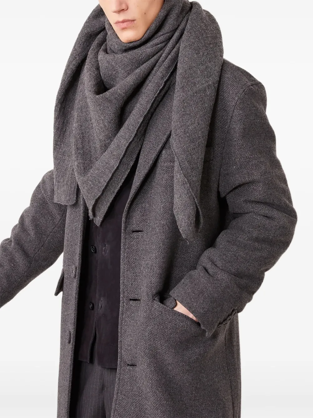 Officine Generale wool triangular scarf | Grey | Image 1