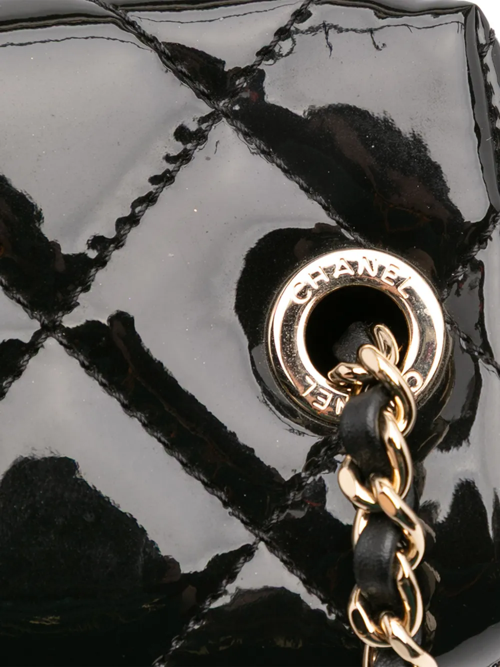 CHANEL Pre-Owned 2021-2025 マトラッセ パテント ロゴ チェーン