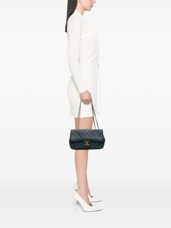 CHANEL Pre-Owned 2014 Medium Bicolor Calfskin Graphic Flap