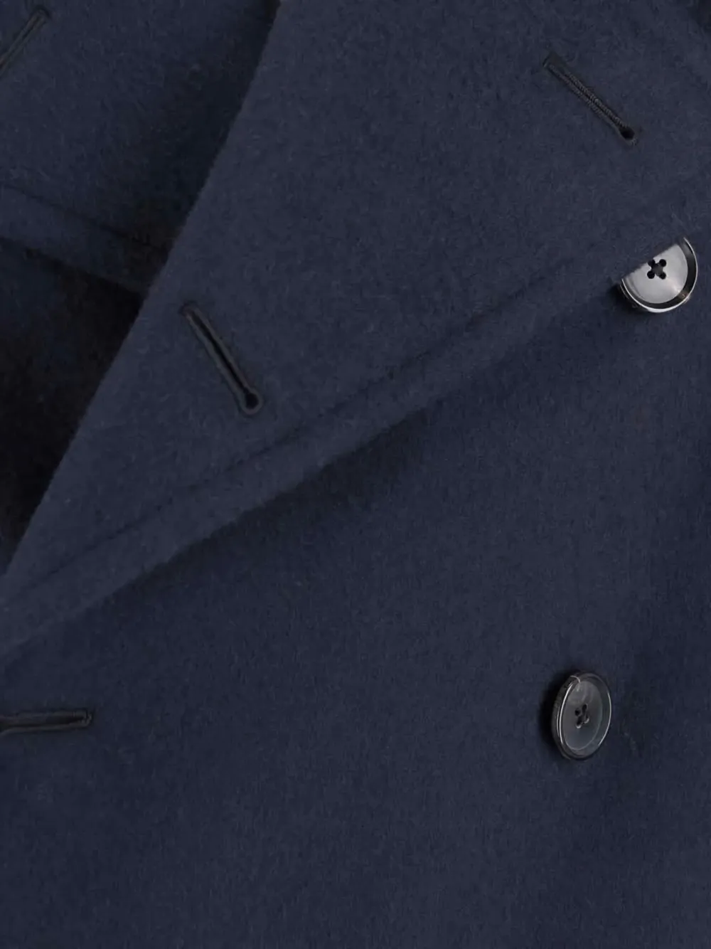 Caruso Navy Blue Double-breasted Wool Coat With Classic Lapel In Blue