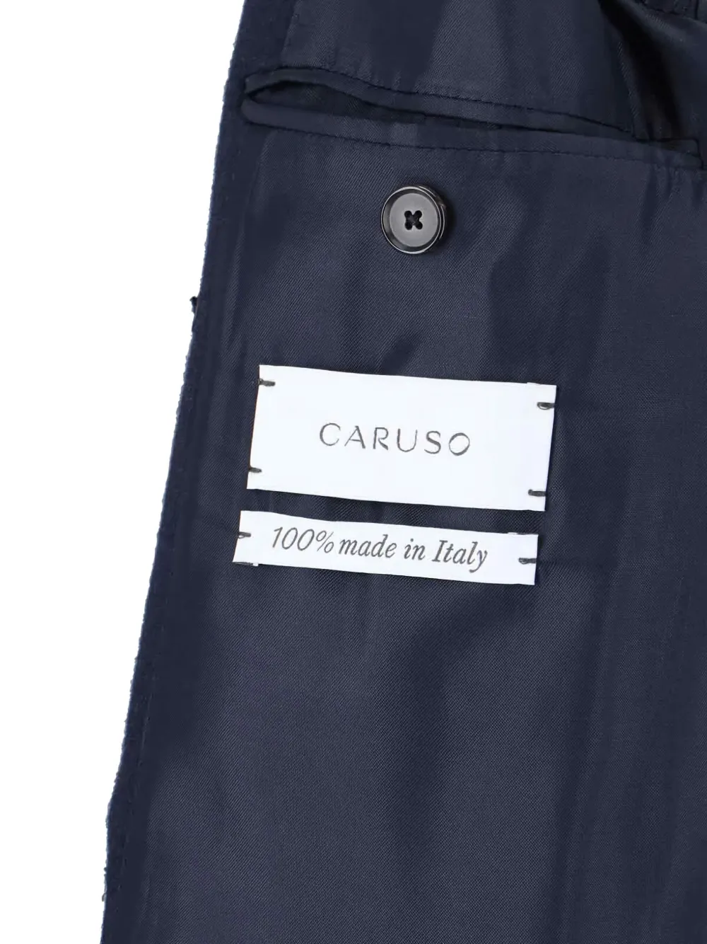 Caruso Navy Blue Double-breasted Wool Coat With Classic Lapel In Blue
