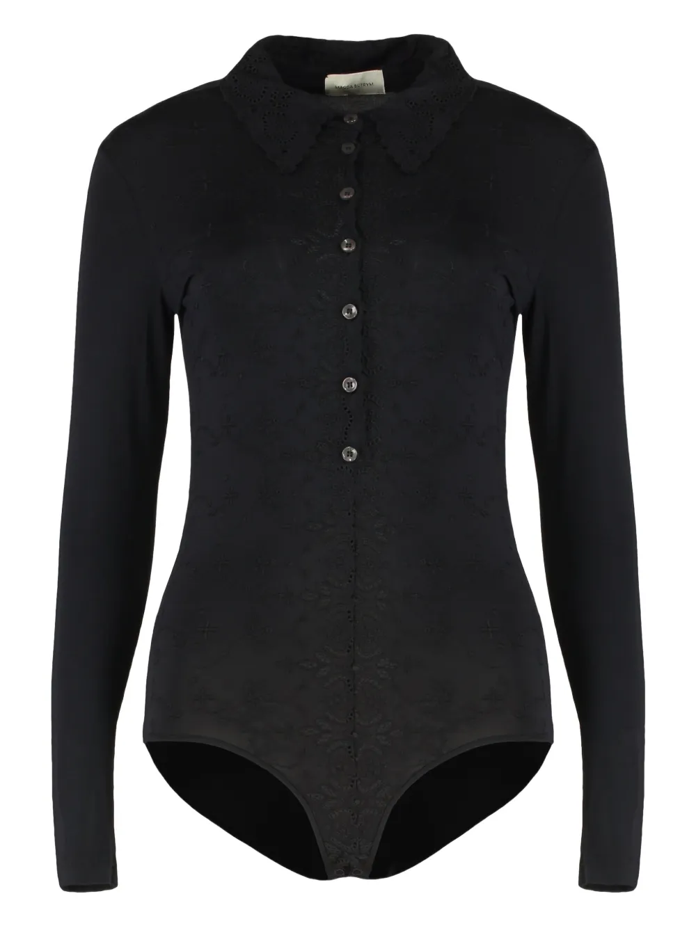 Magda Butrym Eyelet-collar Bodysuit In Black