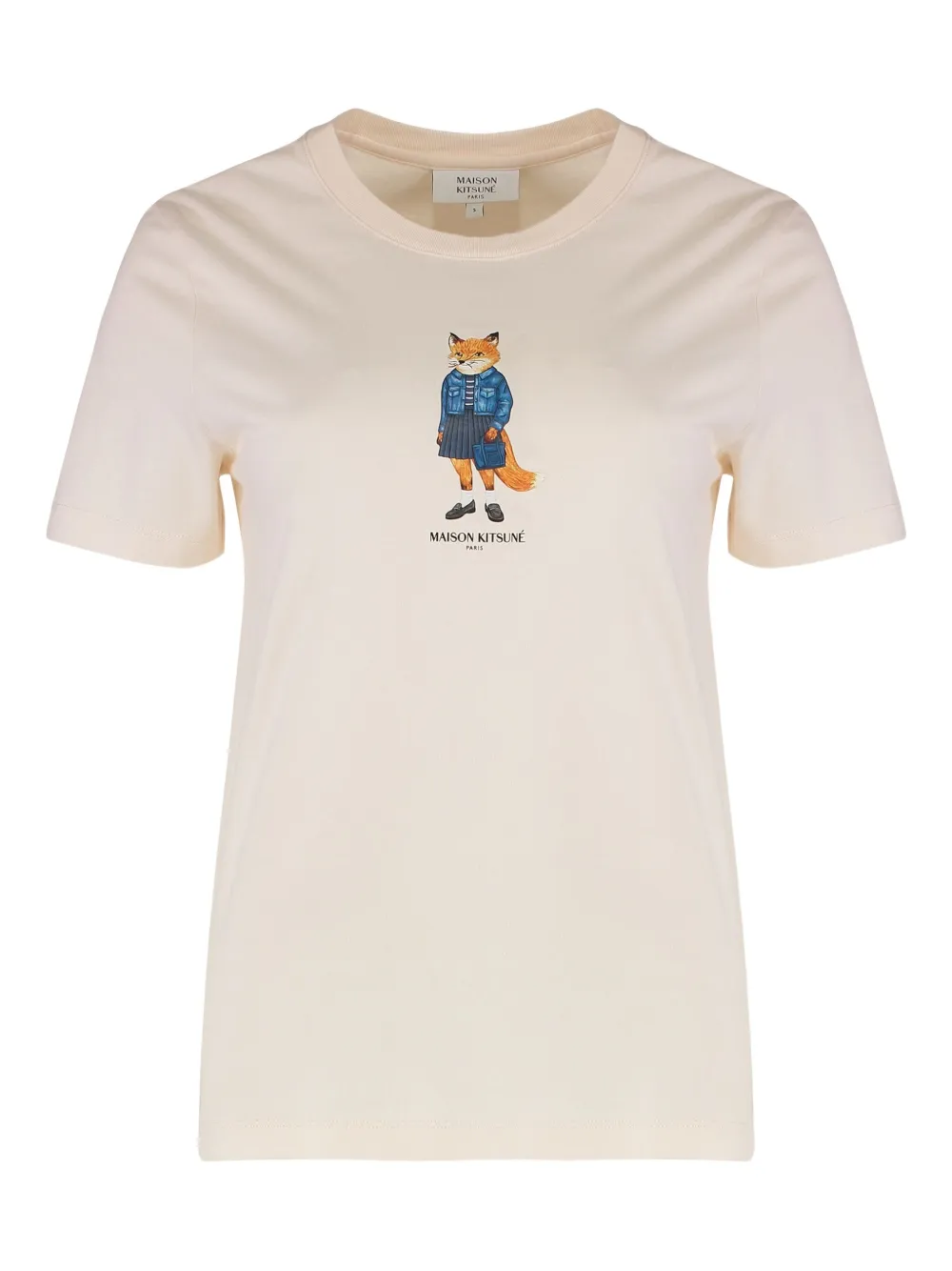 Maison Kitsuné fox-print crew-neck T-shirt | Neutrals | Image 1