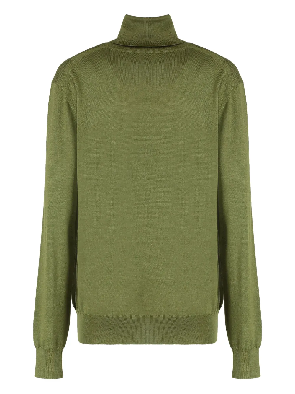 Saint Laurent Turtleneck Sweater With Long Sleeves And Ribbed Edges In Green