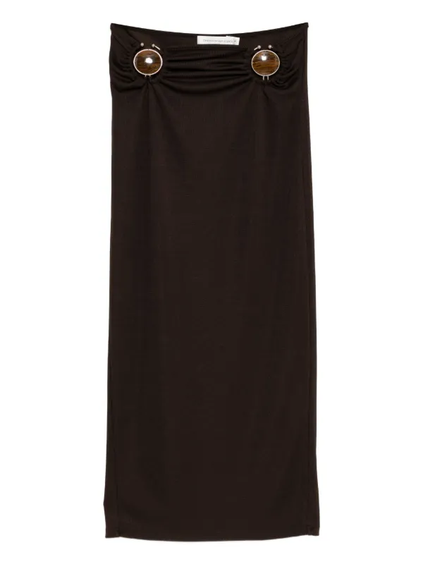 Christopher Esber Mineral-stone Ruched Skirt in Brown