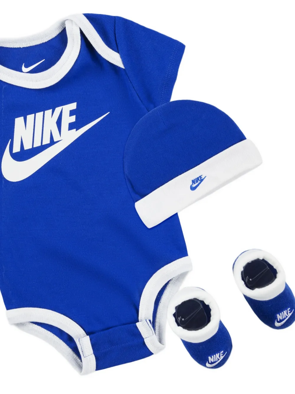 Nike Logo-print Bodysuit Set (set Of Three) In Blue