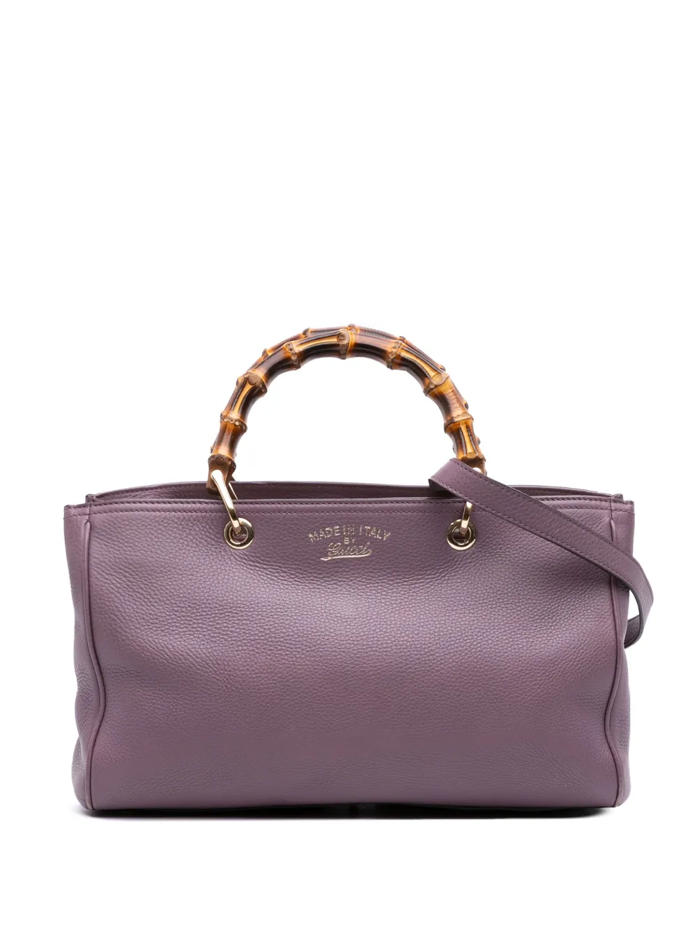 Gucci Pre-Owned 2016-2025 ミディアム カーフスキン バンブー ショッパー サッチェルバッグ - パープル Gucci Pre-Owned 2016-2025 ミディアム カーフスキン バンブー ショッパー サッチェルバッグ - パープル