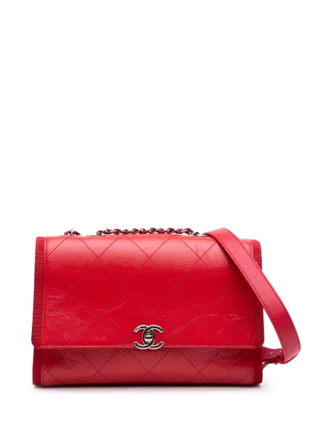 CHANEL Pre-Owned 2018 CC Quilted Crumpled Calfskin and Grosgrain Flap crossbody bag