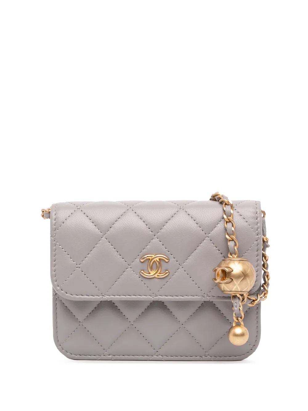 CHANEL Pre-Owned 2021 Mini Lambskin Pearl Crush Clutch On Chain crossbody bag | Grey | Image 1